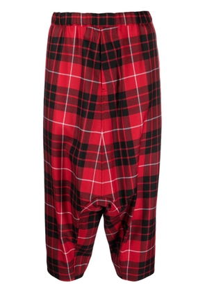 Black Comme Des Garçons tartan check-pattern drop-crotch trousers - Red
