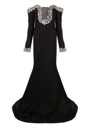 Ana Radu crystal-embellished off-shoulder gown - Black