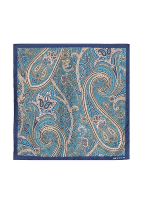 Kiton paisley-pattern silk scarf - Blue
