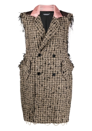 Undercover sleeveless tweed double-breasted coat - Neutrals