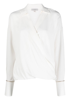 Antonelli long-sleeved wrap blouse - White