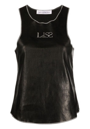 Ludovic de Saint Sernin rhinestone-embellished leather top - Black