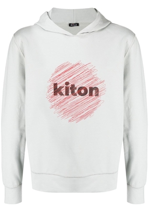 Kiton sketch sun-logo cotton hoodie - Grey