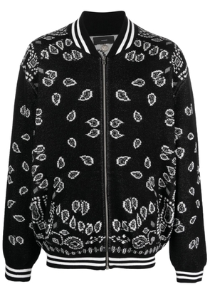 Alanui intarsia-knit zip-up bomber jacket - Black