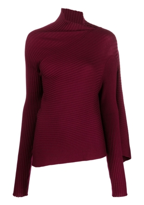 Marques'Almeida asymmetric high-neck knit midi dress - Purple