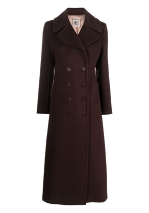 Semicouture dart-embellished brushed double-breasted coat - Brown