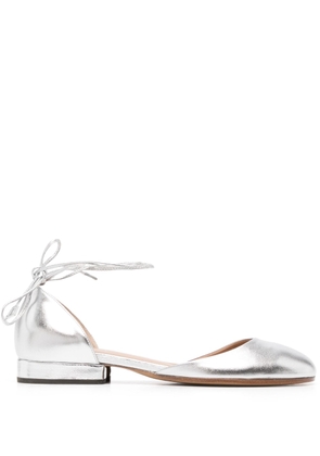 Durazzi Milano calf-leather metallic-effect ballerina shoes - Silver