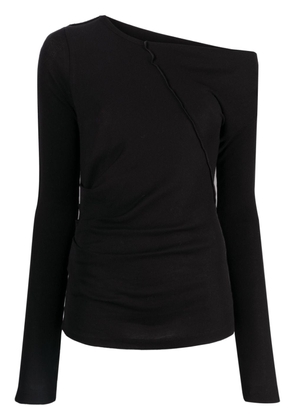 Helmut Lang asymmetric long-sleeve cotton T-shirt - Black