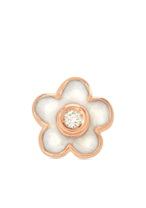Dodo 9kt rose gold Flower diamond stud earring - Pink
