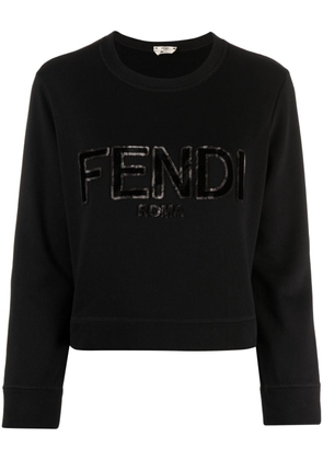Fendi Pre-Owned 2010s logo appliqué long-sleeved T-shirt - Black