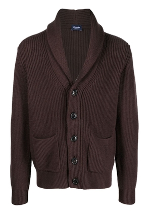 Drumohr shawl-collar merino-wool cardigan - Brown
