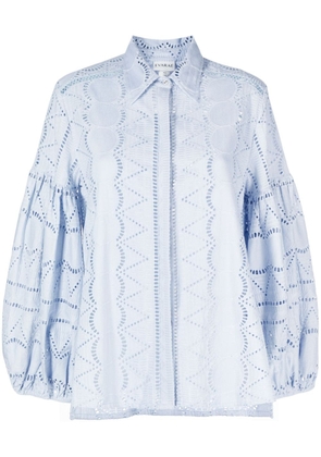 Evarae perforated-detailed long-sleeved shirt - Blue