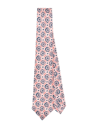 Kiton geometric-pattern silk tie - Pink