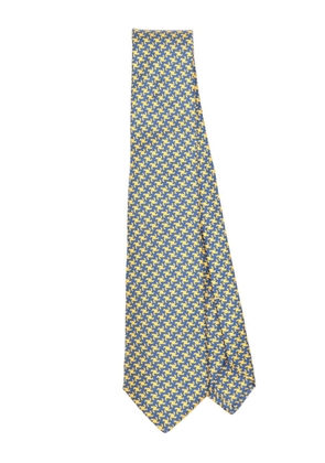 Kiton houndstooth-pattern silk tie - Blue