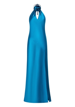 Nicholas Ana floral-appliqué satin gown - Blue