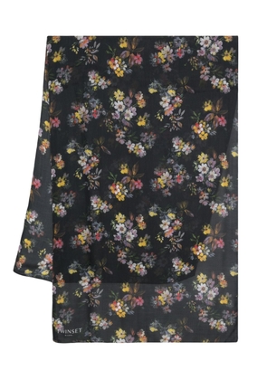 TWINSET floral-print wraparound-style scarf - Black