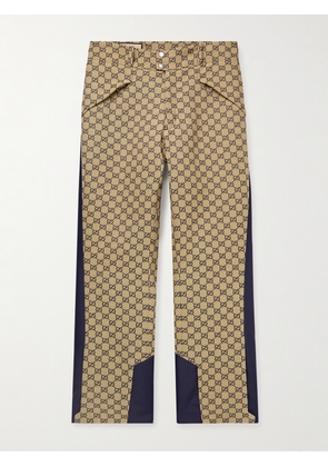 Gucci - Straight-Leg Panelled Monogrammed Cotton-Blend Canvas Trousers - Men - Neutrals - IT 46