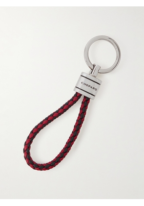 Chopard - Braided Leather and Silver-Tone Keyring - Men - Red