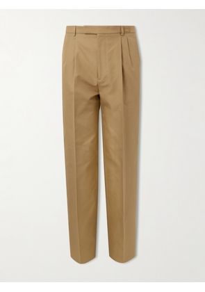 Gucci - Straight-Leg Pleated Cotton Trousers - Men - Neutrals - IT 46