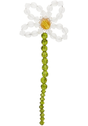 Simone Rocha White & Green Beaded Flower Single Earring