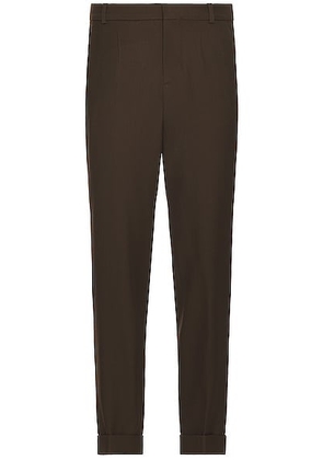 BALMAIN Straight Tailored Twill Pants in Marron - Brown. Size 50 (also in ).