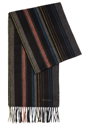 Paul Smith Trent Stripe-intarsia Wool Scarf - Black