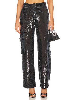 PatBO Sequin Cargo Pant in Black. Size 0, 6.