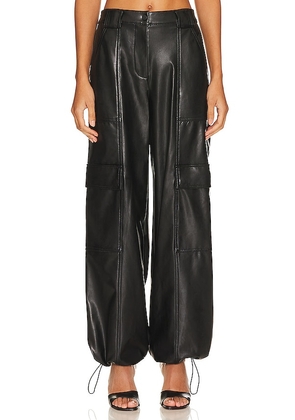 SIMKHAI Luxe Faux Leather Cargo Pant in Black. Size 10, 6, 8.