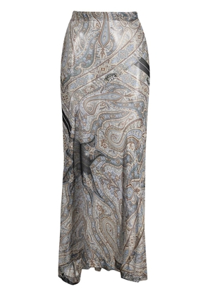 Comme Des Garçons Pre-Owned 2000s paisley print sheer silk maxi skirt - Blue