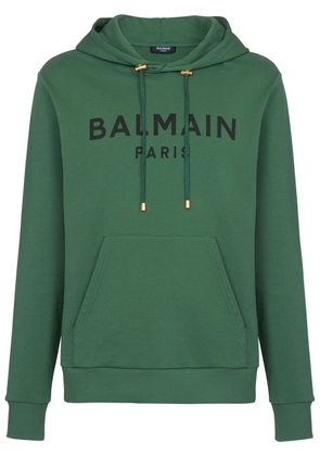 Balmain logo-print drawstring hoodie - Green