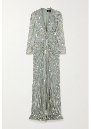 Jenny Packham - Darcy Crystal-embellished Sequined Tulle Gown - Green - UK 6,UK 8,UK 10,UK 12,UK 14,UK 16,UK 18,UK 20