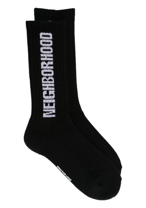 Neighborhood intarsia knit logo ankle-length socks - Black