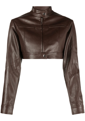 Aya Muse Osyne cropped faux-leather jacket - Brown