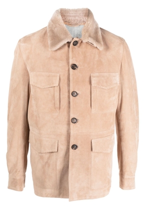 Eleventy shearling-collar field jacket - Neutrals
