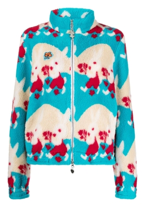 Chopova Lowena bunny-print fleeced jacket - Neutrals