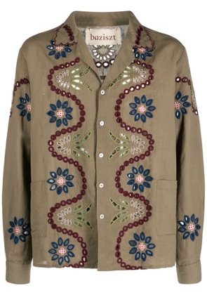 Baziszt embroidered-design cotton blend shirt - Green