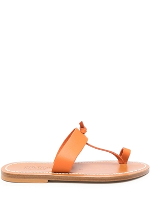 K. Jacques toe-strap flat leather slides - Orange