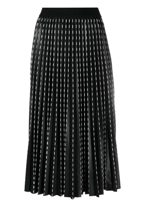 ERMANNO FIRENZE decorative-stitch pleated midi skirt - Black