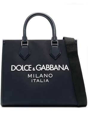 Dolce & Gabbana logo-embossed canvas tote bag - Blue