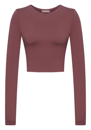 12 STOREEZ seamless long-sleeve cropped top - Brown