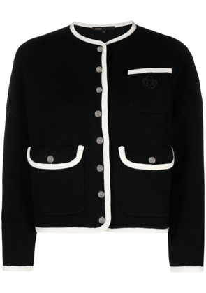 Maje contrasting-trim wool blend cardigan - Black