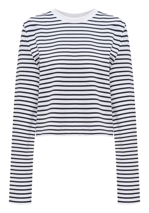 12 STOREEZ striped-pattern long-sleeved T-shirt - White