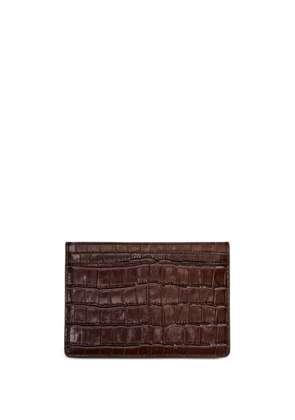 12 STOREEZ crocodile-embossed leather card holder - Brown