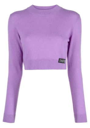 Patou logo patch cropped jumper - Purple