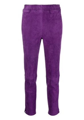 Arma high-waisted skinny suede trousers - Purple