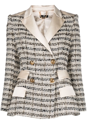 Elisabetta Franchi satin-trim metallic tweed jacket - White