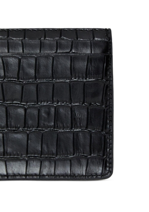 12 STOREEZ crocodile-embossed leather card holder - Black