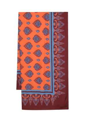 Johanna Ortiz India Chintz-jacquard scarf - Wine/Orange/BLUE