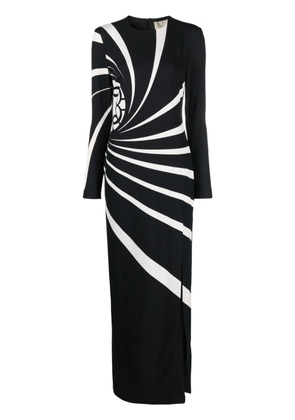 Elie Saab striped jersey gown - Black