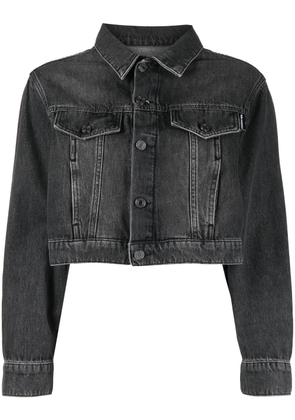 Karl Lagerfeld logo-embellished cropped denim jacket - Grey